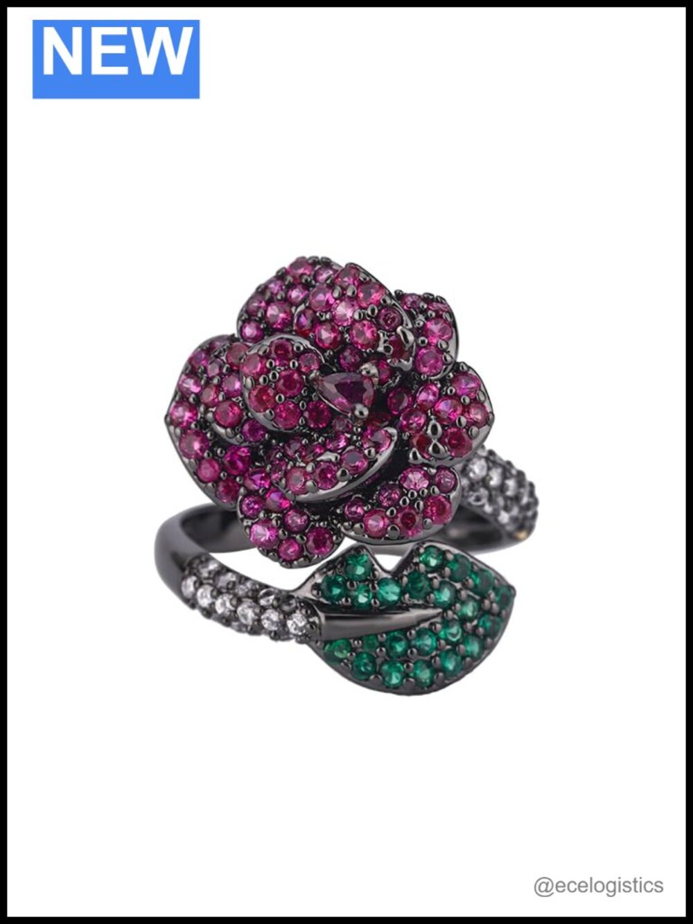 Gothic Rose Thorn Ring Stainless Steel Statement Pink Rose Vintage